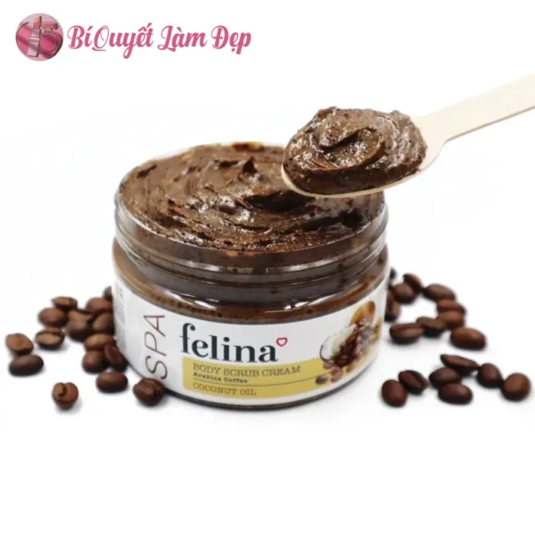 Kem Tắm Tẩy Tế Bào Chết Felina Cà Phê Tinh Dầu Dừa 400g