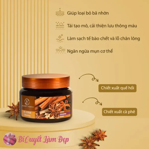 Tẩy Da Chết Toàn Thân Exclusive Cosmetic Quế Hồi Cafe 380g